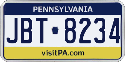 PA license plate JBT8234