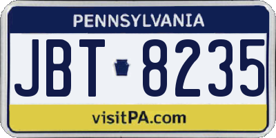 PA license plate JBT8235