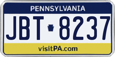 PA license plate JBT8237