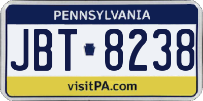 PA license plate JBT8238