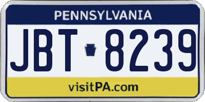 PA license plate JBT8239