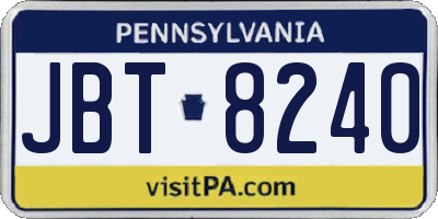 PA license plate JBT8240