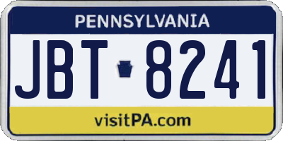 PA license plate JBT8241