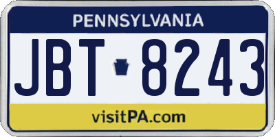 PA license plate JBT8243
