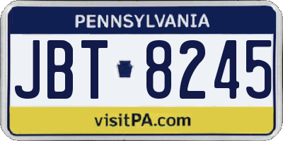 PA license plate JBT8245