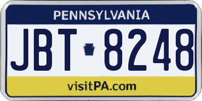 PA license plate JBT8248