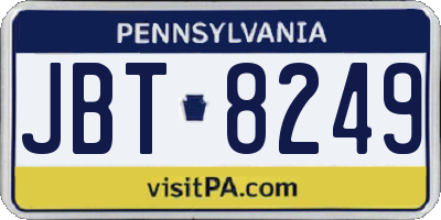 PA license plate JBT8249