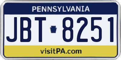PA license plate JBT8251