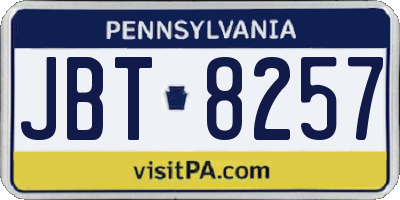 PA license plate JBT8257