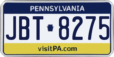 PA license plate JBT8275