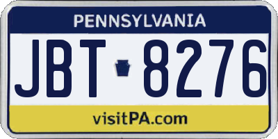 PA license plate JBT8276
