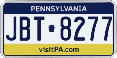 PA license plate JBT8277