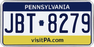 PA license plate JBT8279