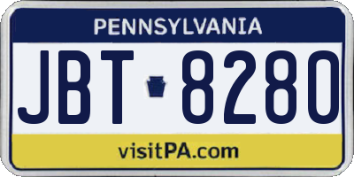 PA license plate JBT8280