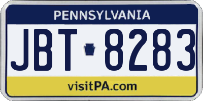 PA license plate JBT8283