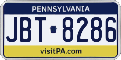 PA license plate JBT8286