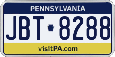 PA license plate JBT8288