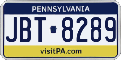 PA license plate JBT8289