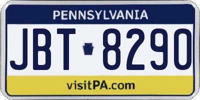 PA license plate JBT8290