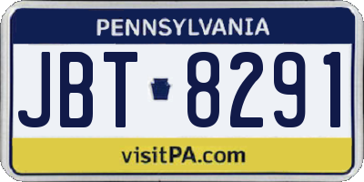 PA license plate JBT8291