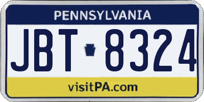 PA license plate JBT8324
