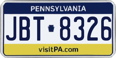 PA license plate JBT8326