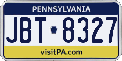 PA license plate JBT8327