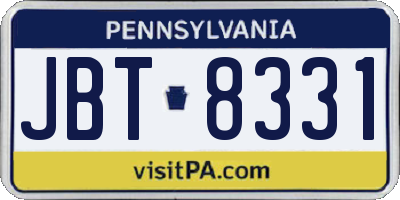 PA license plate JBT8331