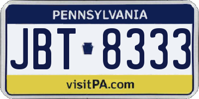 PA license plate JBT8333