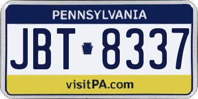 PA license plate JBT8337