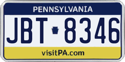 PA license plate JBT8346