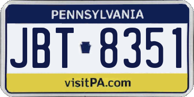 PA license plate JBT8351