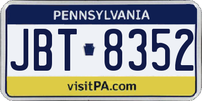 PA license plate JBT8352