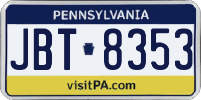 PA license plate JBT8353