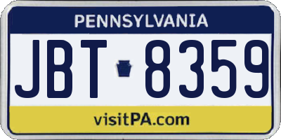 PA license plate JBT8359
