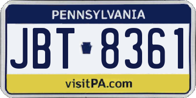 PA license plate JBT8361