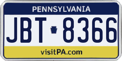 PA license plate JBT8366
