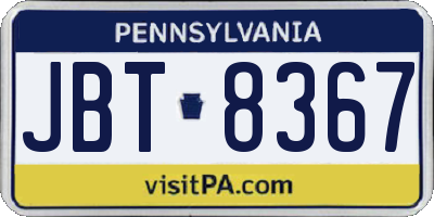 PA license plate JBT8367