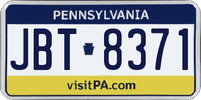 PA license plate JBT8371