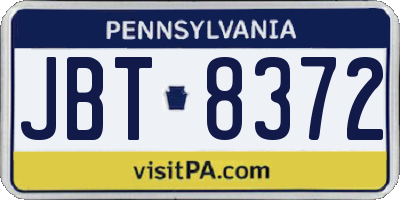PA license plate JBT8372