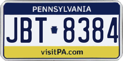 PA license plate JBT8384