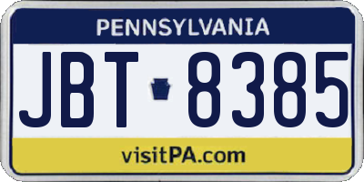 PA license plate JBT8385