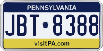 PA license plate JBT8388
