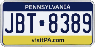 PA license plate JBT8389