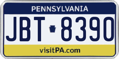 PA license plate JBT8390
