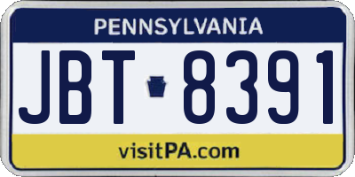 PA license plate JBT8391