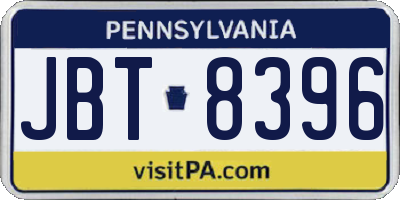 PA license plate JBT8396