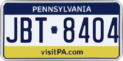 PA license plate JBT8404
