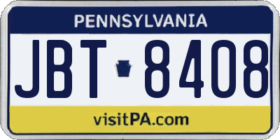 PA license plate JBT8408