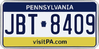 PA license plate JBT8409